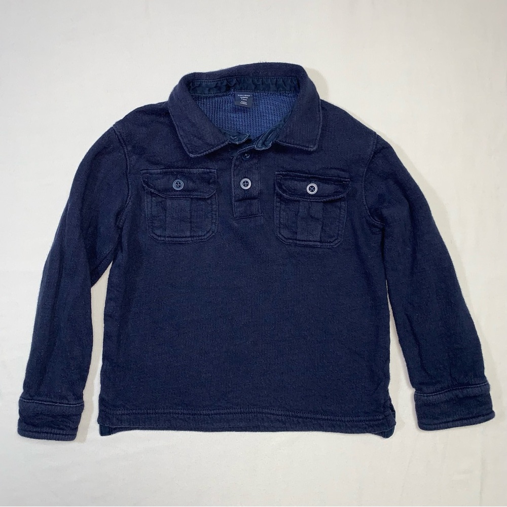 GAP Polo Shirt Boy’s 5 Navy Blue Preppy Rugby Long Sleeve Top Fall Winter School